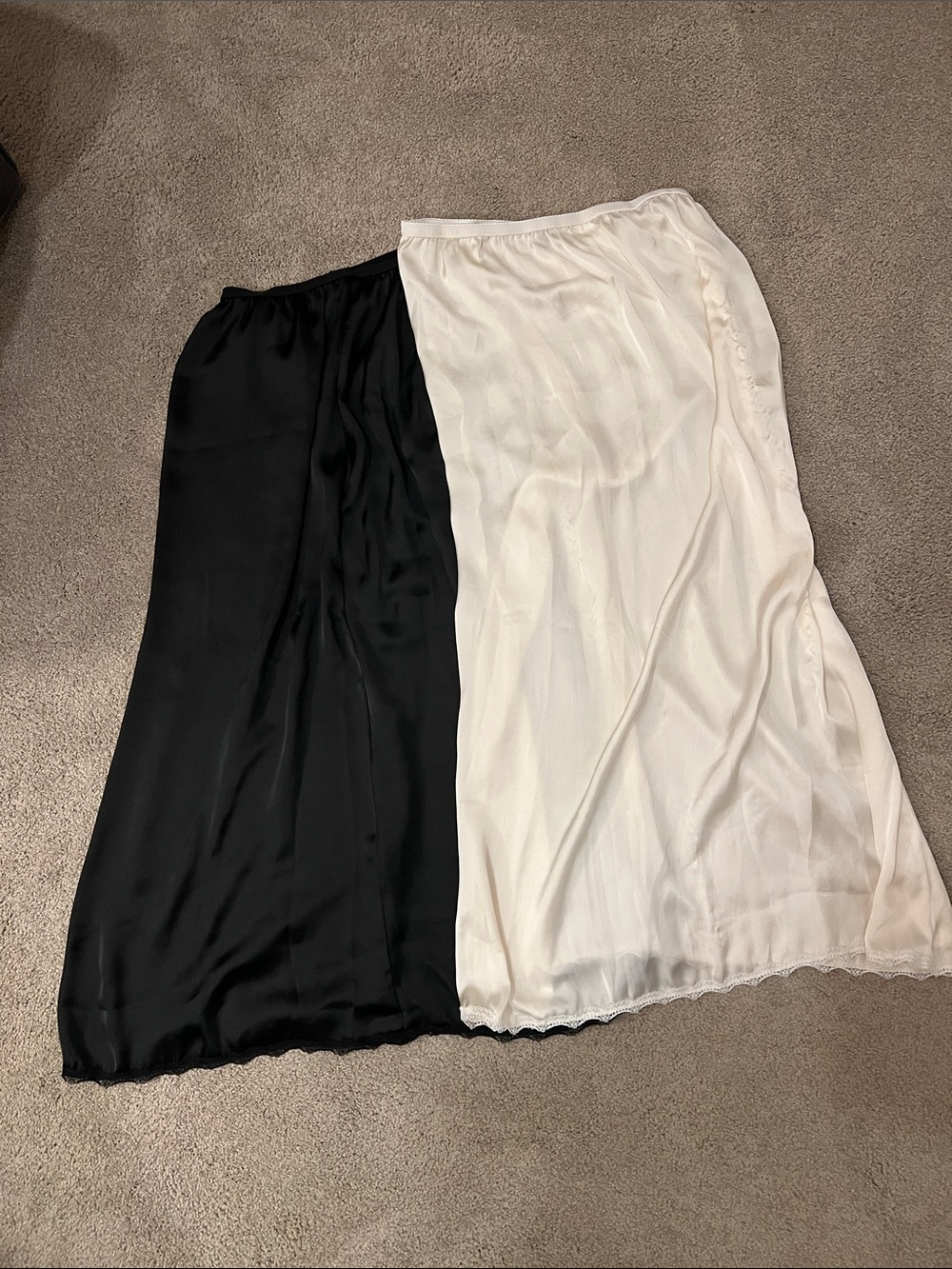 Two: Black & White Satin Slip for Skirt